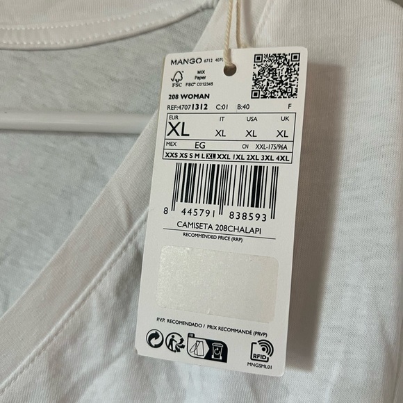 New MNG Mango Sheer V neck white top - Picture 4 of 6